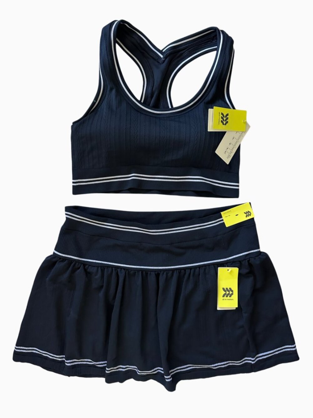 NWT All in Motion Cable Knit Skort Sports Bra Activewear Lot Navy White XL - Picture 9 of 9
